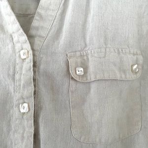 JM Collection 100% Linen 3/4 Sleeve Button Up